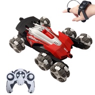 Gesture Sensing 6 Wheel Drive Stunt Car,  LED Lighting Spray One Button Demo Kids Toy Car
