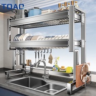 TOAO 1/2 Layer 304 Stainless Steel Sink Dish Rack Kitchen Storage Rack and Dish Rack Above the Sink