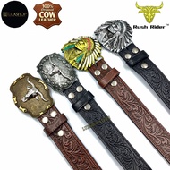 Rush Rider Tali Pinggang Kulit Lembu Lelaki Cowide Leather Belt Corak Batik Casual Belt Genuine Leat