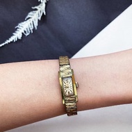 SANDOZ 絕版 迷你錶殼 立體花紋金色錶帶 手動上鍊機械錶