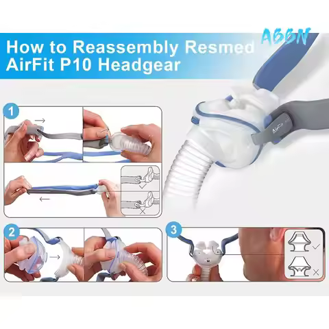 ABBN-5PCS Headgear For Resmed Airfit P10 Nasal Pillow Mask Straps Included 10PCS Adjustment Clips 1 