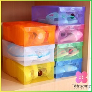 Winsome  แผ่นกล่องใส่รองเท้าพลาสติกใส กล่องจัดระเบียบ กล่องรองเท้าพับได้ กล่องรองเท้า Colour Transparent Shoe Box