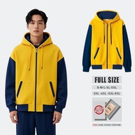 Oversized zipper hoodie (S-6XL) Plain jacket combination YELLOW NAVI Men's oversized zipper hoodie j