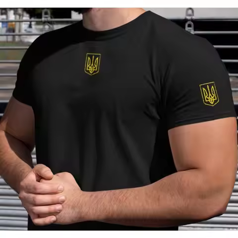 Ukrainian T-Shirt Ukraine T-Shirts Zelensky T-Shirt Men Sweatshirt Short-sleeve Round Neck Regular F