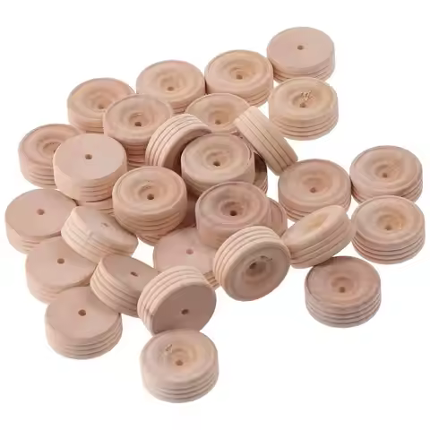 New 30pcs Mini Wood Wheels 3x1.2cm Wooden Wheels 3.5mm Hole Wooden Unfinshed Wheels Wheels Wooden To