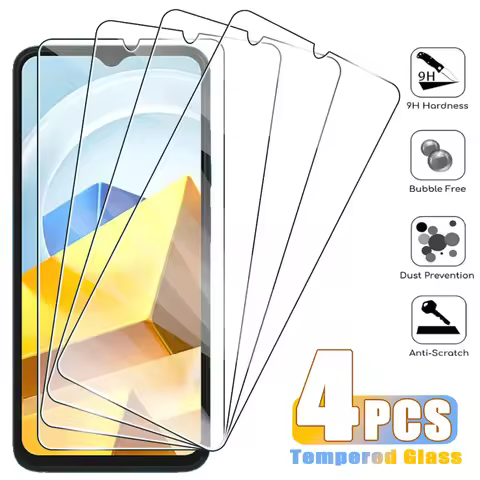 4pcs Tempered Glass for Xiaomi Poco M2 M3 M4 M5 M6 Pro 4G 5G M5s Screen Protector for Poco C3 C31 C4