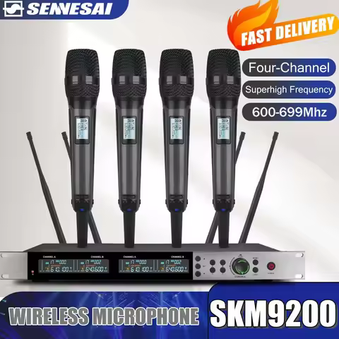 SKM9200/9000 Wireless Microphone (Whole Metal) 4 Channels UHF Professional Mic Dynamic Handheld For 