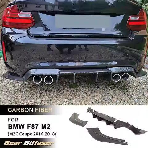 Car Rear Bumper Diffuser Lip Spoiler for BMW F87 M2 M2C Coupe 2016-2018 Valance Lower Diffuser Split