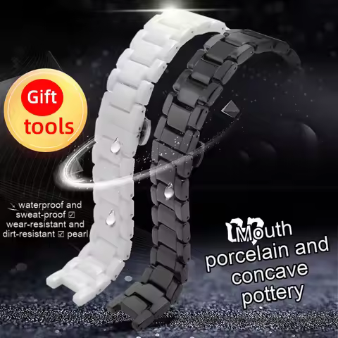 Concave ceramic strap for Guess Omega MK Folli Follie Cartier Pasha 16x8mm 16x9mm 16x10mm 18x10mm 18