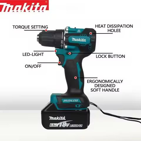 🥇NEW Original Makita DHP487 Cordless impact screwdriver drill Brushless Electric Impact Screwdriver 