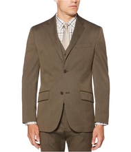 Perry Ellis Men's Stretch Solid Texture Jacket, Rain Drum, 44 Regular