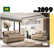 𝐑𝐄𝐀𝐃𝐘 𝐒𝐓𝐎𝐂𝐊 CASA LEATHER SOFA SET 1 RECLINER+ 2+3 SEATER [MS 2115 LIGHT BROWN]