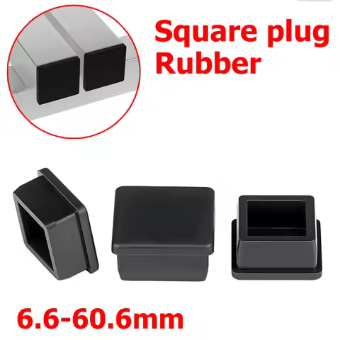 Square Silicone Plug Black Square Silicone Rubber End Caps 6.6mm~60.6mm T Type Blanking Plug Tube Se