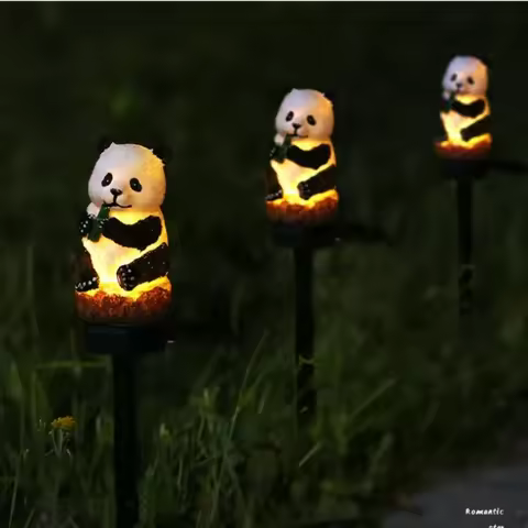 Outdoor Waterproof Solar Powered Lamp Panda Style LED Solar Garden Lights Courtyard Landscape Path L
