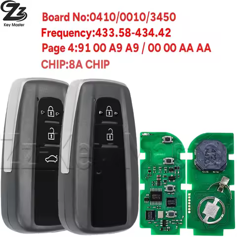 Zz 8A Chip P4:A9/AA 433.58-434.42MHZ 0410/0010/3450 Proximity Car Remote Control Key For Toyota CHR 