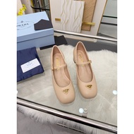 Prada Ladies Spring New Style Leather Thick Heel Mary Jane Shoes