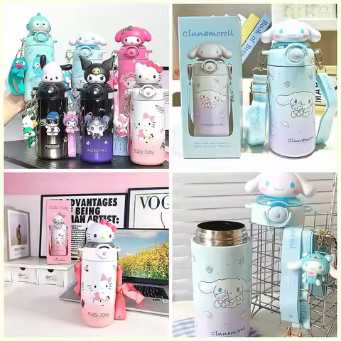 Hello Kitty 600ml Stainless Steel Insulated Cup with Straw, Cinnamoroll My Melody Gift