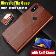 For Xiaomi Redmi Note 5 Pro Genuine Leather Case Vintage Wallet Simple Folding Flip Protective Case with Kickstand Card Holder Cover