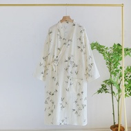 2026 women Cotton Fabric Bamboo Printed Sleepwear Bathrobes for Women Spring and Summer Double-laye