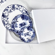 [Hot On Sale] Retro Design Luxury Bone China Dishes And Plates Porcelain Cake Dish Pastry Fruit Tray Ceramic Tableware Steak Dinner Plates