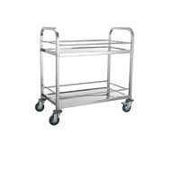 รถเข็นสแตนเลส2ชั้นขนาดใหญ่ 850x450x900มม.มีที่กั้นกั้น 