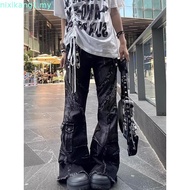 Women's Y2K Baggy Flare Jeans - Japanese 2000s Oversized Cargo Denim