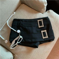 Pure Desires Hot Bé Gái Double Layer Waist Buckle Mini Skirt Womens Autumn Winter Commute Retro A-Li