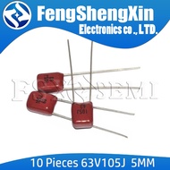 10pcs CBB 63V105J Pitch 5MM 63V 105 1000nf 1UF CBB Polypropylene film capacitor