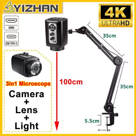 YIZHAN 3 In 1 Camera Lens Light Electron Video Microscope 4K 160X Adjustable Welding Camera IMX415 H