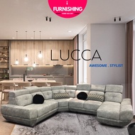 [ i FURNISHING ] LUCCA/Corner L Shape Sofa Set /Premium Velvet Fabric Sofa/Water Resistant Fabric So