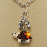 可愛的刺猬燈飾 Murano 玻璃棕米色橙色吊墜項鍊首飾