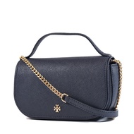 TORY BURCH EMERSON Scratch-Resistant Leather Portable/Crossbody Two-Use Bag-Navy Blue/Mini