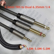 EEM 1/8 to 1/4 Stereo Cable 3.5mm TRS to Dual 6.35mm 1/4 TS Mono Y Splitter Audio Cord Adapter Compa