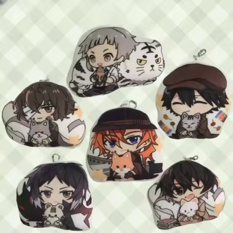 Hot Anime Dazai Osamu Keychain Stuffed Animals Plush Soft Portable Voice Box Movies TV Fantasy Figur