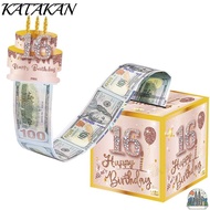 KATAKAN Money Roll Gift Box, Money Bouquet  Party Birthday Pull-Out Money Gift Box,  with Card 16th/