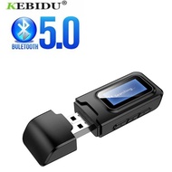 USB Bluetooth  Adapter 5.0 Receiver Transmitter LCD Display Audio 3.5mm AUX Jack Stereo Adapter for Headphones Car PC TV