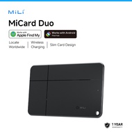 MiLi MiCard Duo Wireless Rechargeable Wallet Tracker Slim Bluetooth Tracking Card for iOS Find My & 