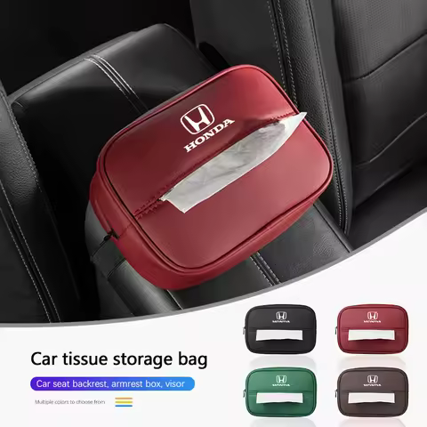 Car Tissue Box Auto Multi Functional Leather Kleenex Storage Bag For Honda Civic Accord Crosstour Sp