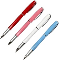 Ranvi 4 PCS Wing Sung 9105 Fine Nib Fountain Pen, 4 Colors(red, white, blue, pink).