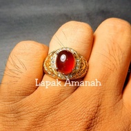 Cincin Batu Asli Red Garnet Super Mewah Bergiwang Top Kristal
