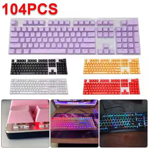 104pcs Universal ABS Translucent Keycaps for Cherry MX Switches Gaming Mechanical Keyboard For 61/87
