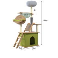 6in1 คอนโดแมว บ้านแมว คอนโดแมวไม้ บันไดและกล่องนอน เสาลับเล็บ ตกแต่งบ้านสวย 135-150cm
