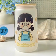 500ml Designer Rough Glass Cup, Lily Design Glass Cup Glass Cup