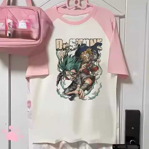 Dr Stone t shirt girl streetwear harajuku korean fashion top tees gyaru alternative manga 2000s cute