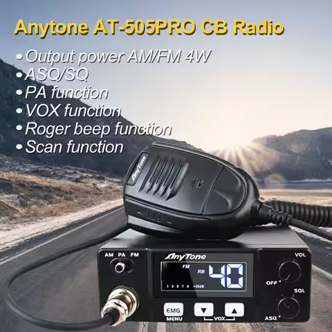 Anytone AT-505PRO Mini CB Mobile Radio 26.965-27.405MHz FM AM Modulation PA VOX Scan ASQ SQ Walkie T