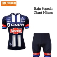 HITAM Giant Black Bike Jersey T-Shirt Import Suit Padding Pants Set
