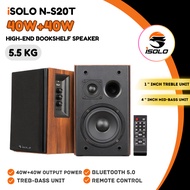 iSOLO N-S20T 40W+40W HIFI BOOKSHELF SPEAKER 2.0 WIRELESS BLUETOOTH V5.0 HOME THEATER SPEAKER