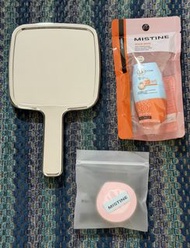 Mistine Aqua Base Sunscreen Pro 防曬霜、粉撲、手鏡 hand-held mirror