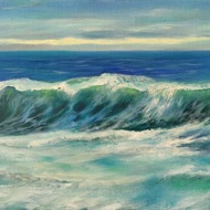 海浪畫海景原創藝術水景藝術品日落畫布藝術