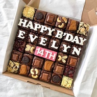 Brownies Skat 36 (24X24Cm) Custom Tulisan Birthday / Ulang Tahun (Baca